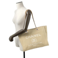 将图像加载到图库查看器中，CHANEL Deauville Tote Bag BeigeA67001 Canvas Size MM
