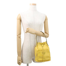 将图像加载到图库查看器中，PRADA Duet 2way Bag Yellow1BH038 Calf Leather Saffiano LeatherLeather
