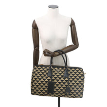 Load image into Gallery viewer, PRADA Symbol EmbroideryFabric Travel Bag Beige/Black2VC034 Canvas Saffiano LeatherLeather
