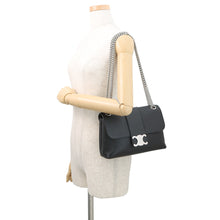 将图像加载到图库查看器中，CELINE Victoire Chain Shoulder Bag Black115853 Calf Leather Size Medium
