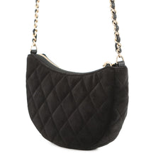 将图像加载到图库查看器中，CHANEL Half Moon ChainShoulder Bag Black Velour
