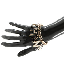 Load image into Gallery viewer, CHANEL Logo Bracelet Gold/BlackAB8724 Gold Plated
