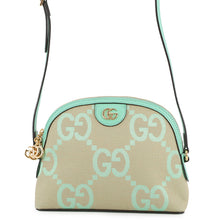 将图像加载到图库查看器中，GUCCI Jumbo GG Ophidia Shoulder Bag Mint Green/Beige499621 Leather Canvas
