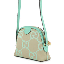 将图像加载到图库查看器中，GUCCI Jumbo GG Ophidia Shoulder Bag Mint Green/Beige499621 Leather Canvas

