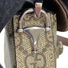将图像加载到图库查看器中，GUCCI Horsebit 1955 GG Supreme Shoulder Bag Beige/Brown774209 PVC Leather Size Mini
