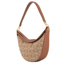 将图像加载到图库查看器中，LOEWE Luna Anagram One Shoulder Bag TanA923PM1X02 Jacquard Leather Size Small

