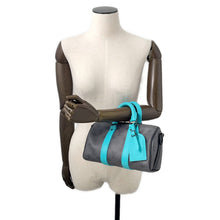 将图像加载到图库查看器中，LOUIS VUITTON Keepall Bandouliere Turquoise/NoirM11645 Monogram Eclipse Reverse Size 25
