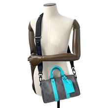 将图像加载到图库查看器中，LOUIS VUITTON Keepall Bandouliere Turquoise/NoirM11645 Monogram Eclipse Reverse Size 25
