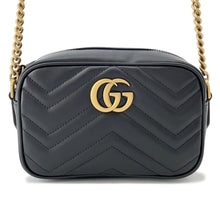 将图像加载到图库查看器中，GUCCI GG Marmont Mini Shoulder Bag Black/Beige448065 Leather Size Mini
