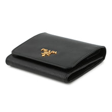 将图像加载到图库查看器中，PRADA Saffiano Leather Tri-fold Cloth Black1M0176 Leather
