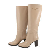 将图像加载到图库查看器中，Dior D-Town Heeled Long Boots BeigeKCT051VSO Calf Leather Size 36 1/2
