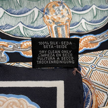将图像加载到图库查看器中，HERMES Carre Super Silk Quest Size 90 Black/Blue/Beige Silk100%

