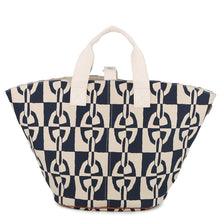 Load image into Gallery viewer, HERMES Panier de Plage Tote Bag White/Navy Canvas Size PM
