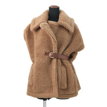 Load image into Gallery viewer, MAX MARA New Above Teddy Bear Cape Size SM Camel Camel88% Silk12%
