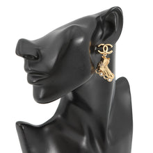 Load image into Gallery viewer, CHANEL CC Logo Roller Skate Earrings Gold Gold Plated Rhinestone Faux Pearl
