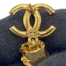 Load image into Gallery viewer, CHANEL CC Logo Roller Skate Earrings Gold Gold Plated Rhinestone Faux Pearl
