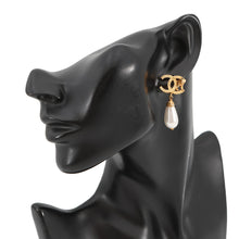 Load image into Gallery viewer, CHANEL Lion Motif Faux Pearl Drop Earrings Gold Plated Faux Pearl
