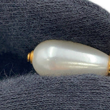 Load image into Gallery viewer, CHANEL Lion Motif Faux Pearl Drop Earrings Gold Plated Faux Pearl
