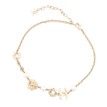 Load image into Gallery viewer, CHANEL Flower Motif Faux Pearl NecklaceABE962 Gold Plated Faux Pearl Rhinestone
