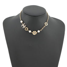 Load image into Gallery viewer, CHANEL Flower Motif Faux Pearl NecklaceABE962 Gold Plated Faux Pearl Rhinestone
