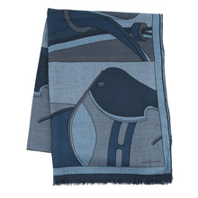 将图像加载到图库查看器中，HERMES Stole Rectangular Stole Blue Sea Nu/Petrol/Grease Cashmere70% Silk30%
