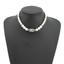 将图像加载到图库查看器中，CHANEL CC Logo Necklace SilverABF720 Metal Rhinestone Faux Pearl
