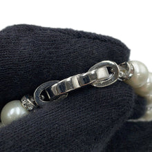Load image into Gallery viewer, CHANEL CC Logo Bracelet SilverABF724 Metal Rhinestone Faux Pearl

