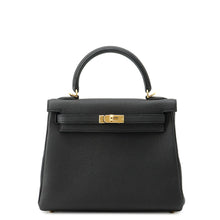 将图像加载到图库查看器中，HERMES Kelly Retourne Black Togo Leather Size 25
