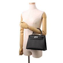 将图像加载到图库查看器中，HERMES Kelly Sellier Black Epsom Size 25
