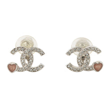 将图像加载到图库查看器中，CHANEL CC Logo Rhinestone Heart EarringsABF526 Metal Rhinestone
