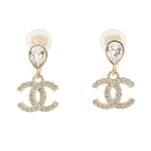 将图像加载到图库查看器中，CHANEL CC Logo Drop EarringsABG192 Metal Rhinestone
