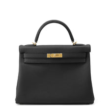将图像加载到图库查看器中，HERMES Kelly Retourne Black Togo Leather Size 32
