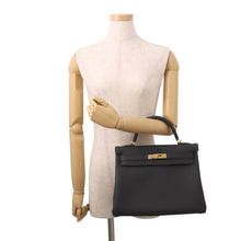将图像加载到图库查看器中，HERMES Kelly Retourne Black Togo Leather Size 32
