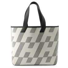 将图像加载到图库查看器中，HERMES H Ambie Tote Bag Black/Ecru Toile H Swift Leather Size GM
