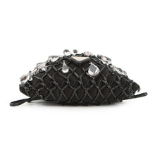将图像加载到图库查看器中，PRADA Bijoux Drawstring Bag ChainShoulder Bag Black Satin Leather
