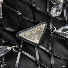 将图像加载到图库查看器中，PRADA Bijoux Drawstring Bag ChainShoulder Bag Black Satin Leather
