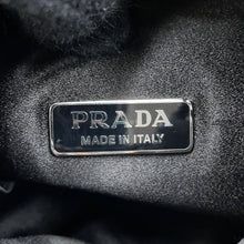 将图像加载到图库查看器中，PRADA Bijoux Drawstring Bag ChainShoulder Bag Black Satin Leather
