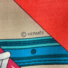 Load image into Gallery viewer, HERMES Carre Triangle "Clic" Rose・Vif / Blue / MulticolorH361662S 06 Cashmere70% Silk30%
