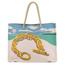 将图像加载到图库查看器中，HERMES Escale à la Plage beach bag Gold/Multicolor Toile H
