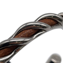 Load image into Gallery viewer, HERMES Torsade Open Bangle Size T4 Brown Metal Leather
