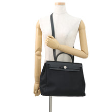 Load image into Gallery viewer, HERMES Herbag Black Toile Officier Vache Hunter Leather Size PM
