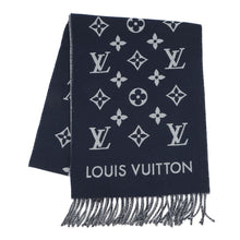 将图像加载到图库查看器中，LOUIS VUITTON Scarf All About Monogram MarineM79130 Wool 100%
