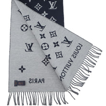 将图像加载到图库查看器中，LOUIS VUITTON Scarf All About Monogram MarineM79130 Wool 100%
