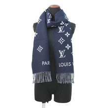 将图像加载到图库查看器中，LOUIS VUITTON Scarf All About Monogram MarineM79130 Wool 100%
