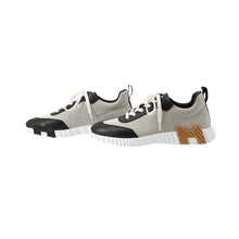 将图像加载到图库查看器中，HERMES Bounce Sneakers Black/White Toile H Calf Leather Size 42
