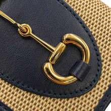 Load image into Gallery viewer, GUCCI Horsebit 1955 Compact Wallet Beige/Navy621887 Canvas/Leather
