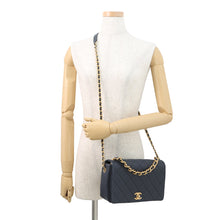 Load image into Gallery viewer, CHANEL Matelasse Full Flap ChainShoulder Bag Navy/PinkAS1977 Caviar Leather
