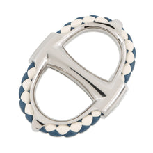 将图像加载到图库查看器中，HERMES Scarf Ring 90 Chaine d'Ancre Tresse Palladium / Blue Brass Palladium plated

