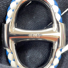 将图像加载到图库查看器中，HERMES Scarf Ring 90 Chaine d'Ancre Tresse Palladium / Blue Brass Palladium plated

