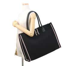 将图像加载到图库查看器中，Christian Louboutin NASTROLOUBI Bag Black3235283 Canvas Leather Size XL
